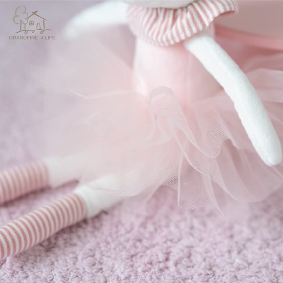 Striped Ear Bunny Plush in Pink and White great Easter Gift - Picture 4 of 8